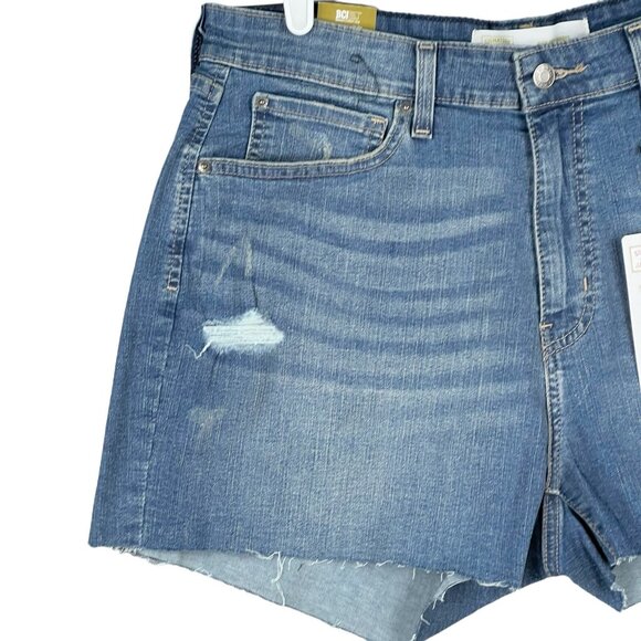 NEW Signature Levi Strauss Womens Blue Denim Shorts Size 16 High Rise Distressed - Picture 3 of 13